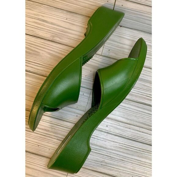 Oka B Slide slip on open toe heels in army green - Picture 8 of 9
